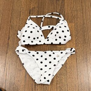 Polka Dot Bikini Set - White and Black